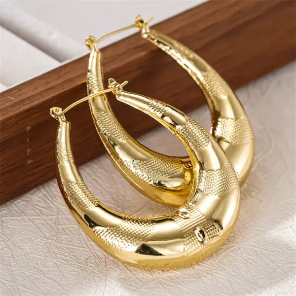 Wholesale Three-dimensional Geometric Earrings For Women In Copper With KC Golden Water Plating And 0.03µm Thickness