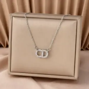 【8344】Full Diamond CD Necklace【silver】
