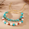 Wholesale Bohemian Imitation Pearl Peach Heart Bracelet Semi-Precious Stone Imperial Stone Heart Valentine's Day Jewelry 3mm Copper Bead Bracelet