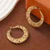 Wholesale Three-dimensional Geometric Earrings For Women In Copper With KC Golden Water Plating And 0.03µm Thick Coating