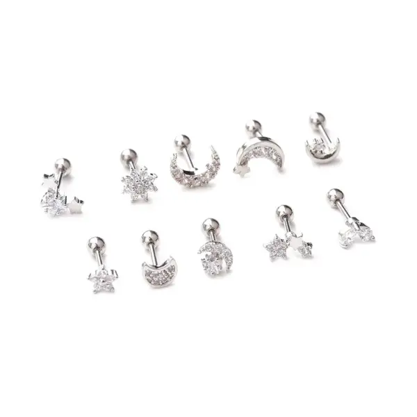 Wholesale Ear Cartilage Rings & Studs Flower Copper Zircon