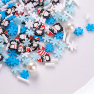 Blue and white snowflake + penguin + pearl / 10g a pack