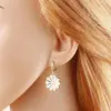 Wholesale 18K Gold Plated Copper Jewelry Oil Drop Rose Flower Zircon Pendant Earrings Ery72