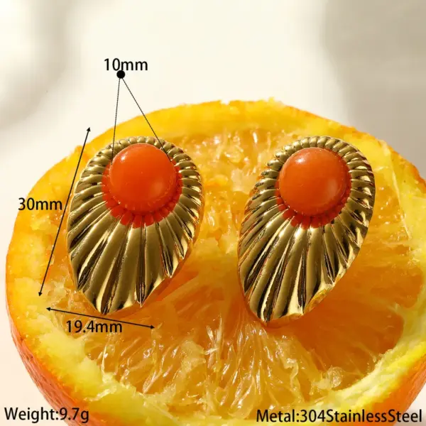 oly-425ce12f1fe226da24c6e30b456dd7f3 Wholesale 18K Gold Plated 304 Stainless Steel Vacuum Electroplating (In Furnace) Natural Stone Geometric Handmade Butterfly Ear Caps Earrings For Women Independence Day