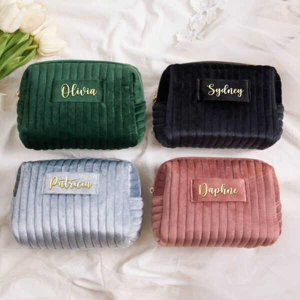 Wholesale In stock large capacity velvet cosmetic bag Plaid multi-function wash bag skin-friendly material skin care storage bag