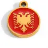 Wholesale National Flag Pendant In 304 Stainless Steel With 0.03µm PVD Coated 18K Real Gold Plating And Enamel Finish, 1 PCS Package