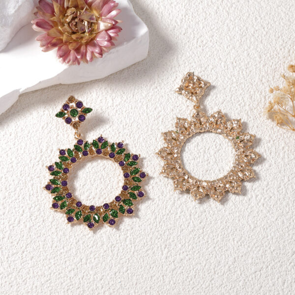 oly-42733ab628d70505846dbeb9ac6cb34b Wholesale Carnival Simple Fashion Alloy Full Diamond Geometric Flower Flower Earrings Exquisite High-end Women