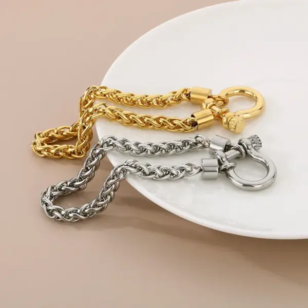 Wholesale 304 Stainless Steel Modern Style Simple Style Classic Style Geometric Bracelets Necklace