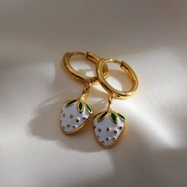 Wholesale PVD Coated Gold Plated Fruit Stainless Steel Elegant Commute Waterproof Non Tarnish Drop Earrings