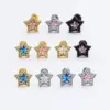 Wholesale Stainless Steel Fine Rod Copper Plated Gold Micro Paved Flashing Powder Blue Zircon Star Ear Cuff Women's Fashion Jewelry