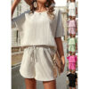 oly-42931c07536bf8dc2a3357364997517d Wholesale Women’s Short-Sleeved Suit Women’s Style Bat Shirt Fashion Shorts Two-Piece Set