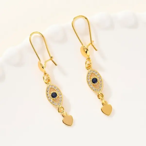 Wholesale Devil's Eye Drop Earrings For Women In Brass With 14K Real Gold Electroplated Finish And 0.03µm Thickness