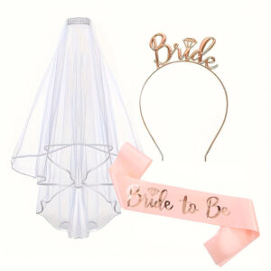 Champagne long veil three-piece set / One size fits all