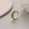 Wholesale Unisex U Shape Open Ring In Copper With Zircon Inlay, Waterproof Non Tarnish Electroplated Gold Plating