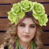 oly-42b8c1a86bd6909f857bc832477b1418 Wholesale Carnival artificial flower headband fabric rose flower hair accessories purple green big flower headband