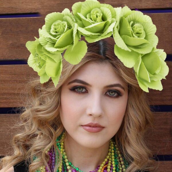 oly-42b8c1a86bd6909f857bc832477b1418 Wholesale Carnival artificial flower headband fabric rose flower hair accessories purple green big flower headband
