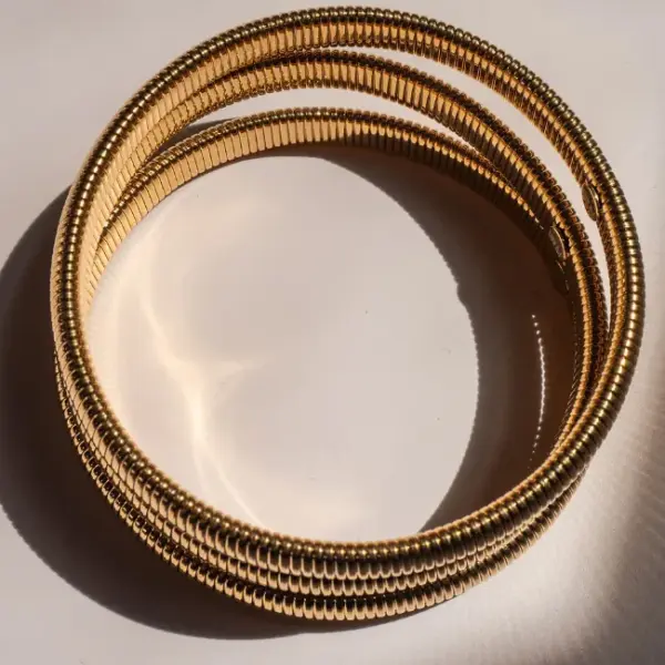 Wholesale Basic Simple Style Solid Color 304 Stainless Steel 18K Gold Plated Bangle In Bulk
