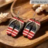 Wholesale Retro Print Slippers Drop Earrings For Women In White & Red With 304 Stainless Steel Ear Pins
