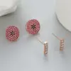 Wholesale Asymmetrical Round Stud Earrings For Women With 925 Sterling Silver Posts, Copper Base, Zircon Inlay, Gold Plating