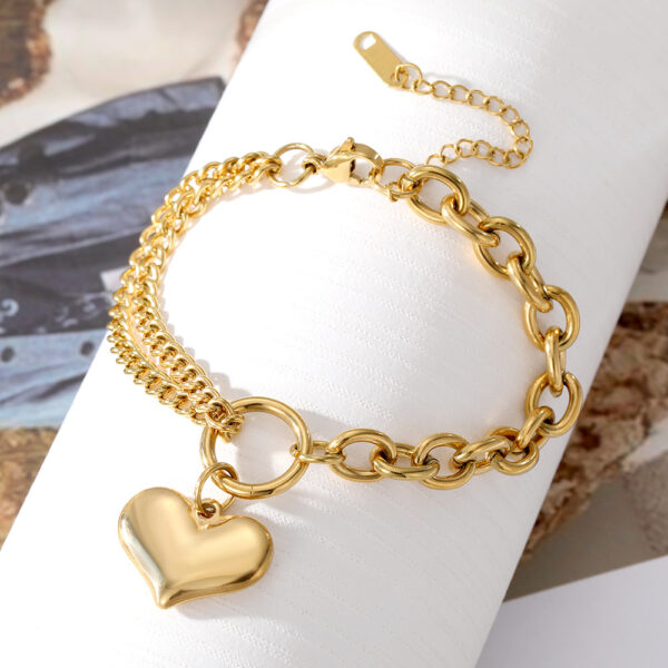 oly-42db8e7b2d98bba39bf9df5e9e8cb382 Wholesale peach heart stainless steel bracelet fashion personality trendy bracelet double-layer love titanium steel bracelet