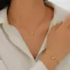 Wholesale 304 Stainless Steel V Shape PVD Coated 18K Real Gold Plated Elegant Simple Style Waterproof Non Tarnish Gold Bracelets Earrings Necklace