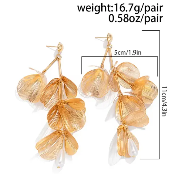 Wholesale 1 Pair Elegant Lady Streetwear Flower Ginkgo Leaf Plating Inlay Alloy Imitation Pearl Drop Earrings Ear Studs