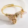 Wholesale PVD Coated 14K Gold Plated Heart Shape 304 Stainless Steel Alloy Vacation Classic Style Waterproof Non Tarnish 304 Stainless Steel Bangle