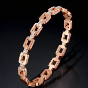 39-E-10 Rose Gold Square Bracelet with Diamonds