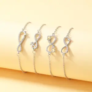 Wholesale 1pc Simple Fashion Bowknot Heart Anchor ECG Infinity Symbol Pendant Bracelet, Suitable For Daily Wear On Dates