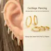Wholesale 1 Piece 316L Stainless Steel Zircon Simple Style Classic Style Shiny Ear Cartilage Rings & Studs Round Waterproof Non Tarnish Surgical Steel 18K Gold Plated Ear Cartilage Rings & Studs