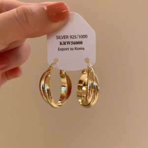 A2791 gold-metal cross double hoop earrings for women
