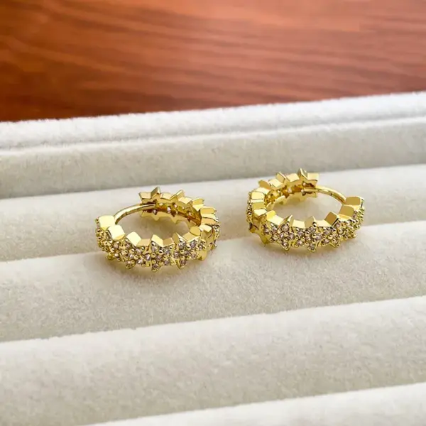 Wholesale 1 Pair Modern Style Classic Style Pentagram Star Plating Inlay Copper Zircon K Gold Plated Rose Gold Plated White Gold Plated Earrings