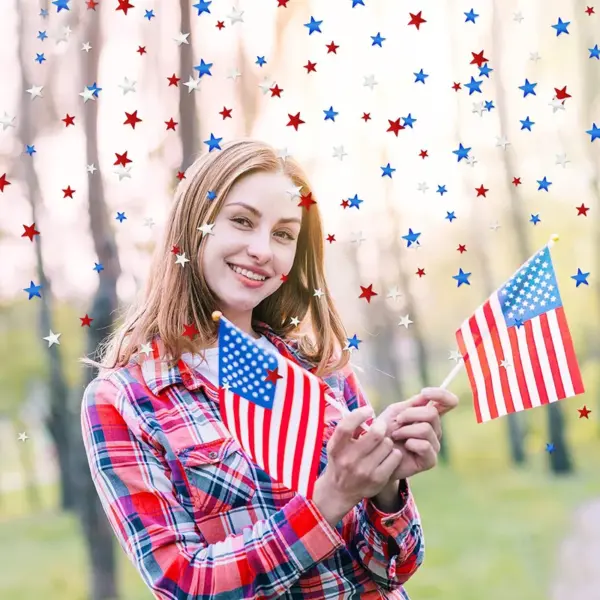 Wholesale American Independence Day Memorial Red Blue White Confetti Fallen Soldier Memorial Stars And Stripes Sequin Paper