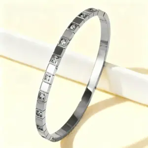 47-C-7 Steel-Colored Square Bracelet
