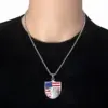 Wholesale 304 Stainless Steel American Flag Eagle Hip-Hop Rock Punk Square Pearl Chain Pendant Necklace