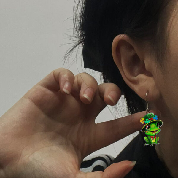 oly-4344e6e010ccbfe128f67e177ded56ad Wholesale Cross Border St. Patrick's Holiday Clover Hat Frog Acrylic Earrings Cartoon Funny Earrings