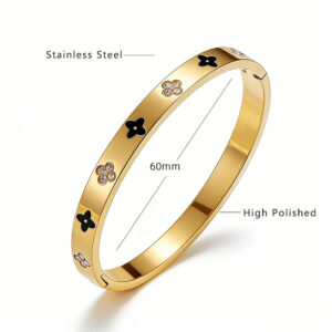 Black epoxy resin / Inner diameter 5cm x 6cm full-body titanium steel material 18k gold vacuum plating