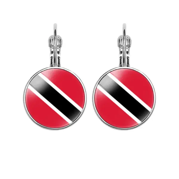oly-4365320ce8ec86bd8baf32a8f29385a8 Wholesale 1 Pair Modern Style Classic Style National Flag Round American Flag Glass Iron Drop Earrings