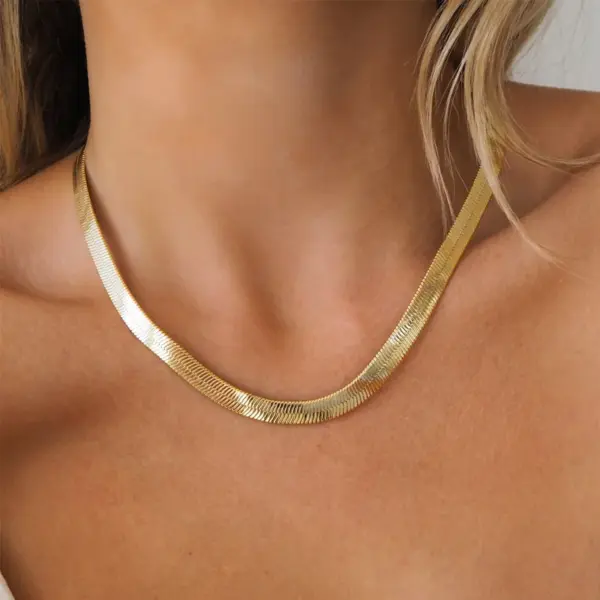Wholesale PVD Coated 18K Real Gold Plated Geometric 304 Stainless Steel 316L Stainless Steel French Style IG Style Waterproof Non Tarnish Surgical Steel Plating Necklace