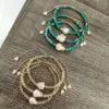 Wholesale Fashion Geometric Turquoise Freshwater Pearl Knitting Bracelets