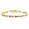 Wholesale Colorful Zircon Tennis Bracelet Copper Inlaid White Gold Vacuum Plating European Style Fashion Unisex Jewelry Accessory