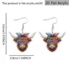Wholesale Retro Cattle Print Drop Earrings For Women With 304 Stainless Steel Ear Pins In White And Red Acrylic