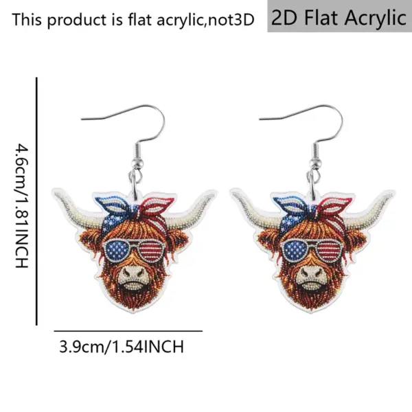Wholesale Retro Cattle Print Drop Earrings For Women With 304 Stainless Steel Ear Pins In White And Red Acrylic