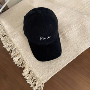 C2740 grass embroidery me baseball cap regular size black / Adjustable