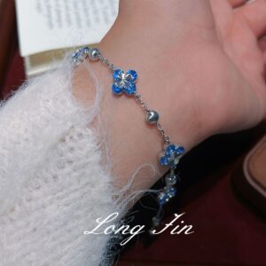 Sl520 four leaves zhiqu platinum ocean blue bracelet