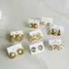 Wholesale Fashionable Stainless Steel Pearl Twist Earrings Non-Fading Petal Fan Shape Geometric Bohemian Butterfly Knot Ear Jewelry
