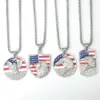 Wholesale 304 Stainless Steel American Flag Eagle Hip-Hop Rock Punk Square Pearl Chain Pendant Necklace