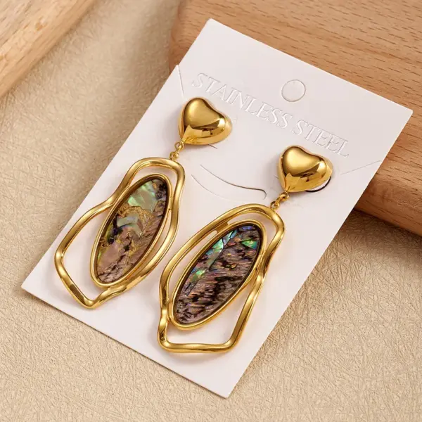 Wholesale Irregular Heart Shell Imitation Pearl 304 Stainless Steel Vacuum Plating Earrings Elegant Casual Polished Handmade Jewelry