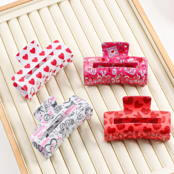 oly-43ceb0b61a76bcecc73832130954dd1b Wholesale Jewelry Valentine's Day Square Love Clip Headdress Sweet Shark Clip Women's Creative Hair Accessories