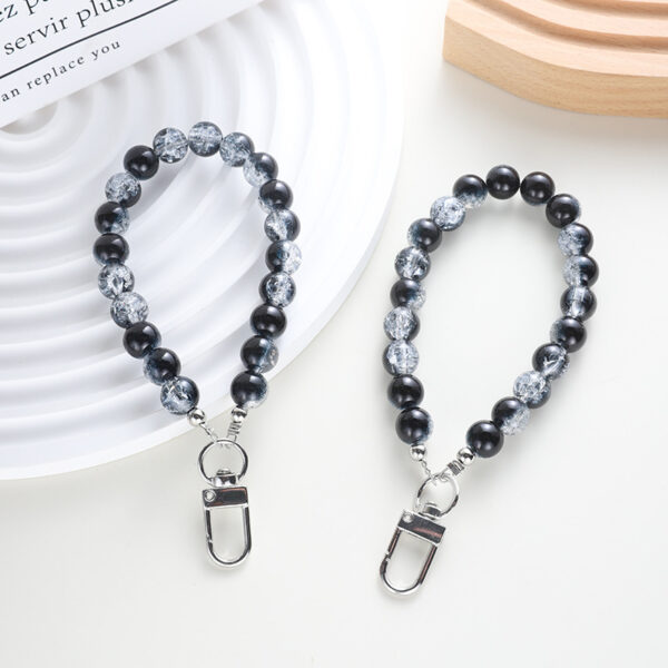 Wholesale Light Luxury Black and White Ink Beads Short Mobile Phone Chain Earphone Case Car Key Pendant Colorful Wrist Rope Handheld Chain Beads